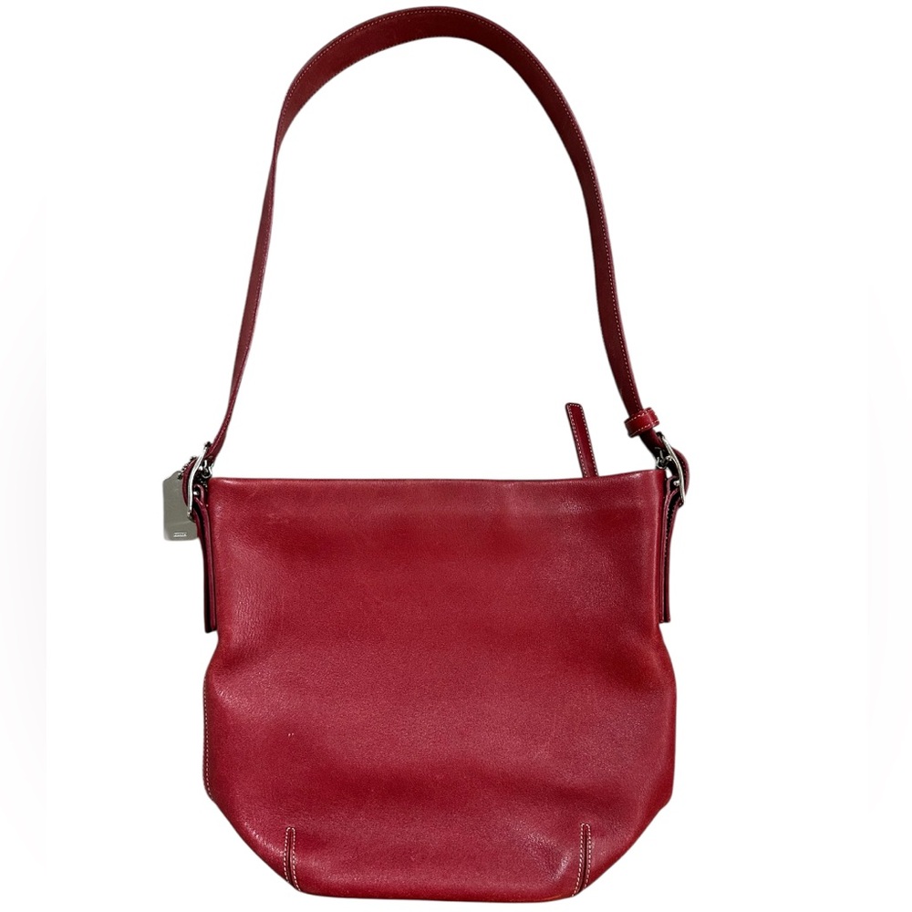 Vintage Coach Red Leather Shoulder Bag | Classic Soft Leather | Y2K Minimalist